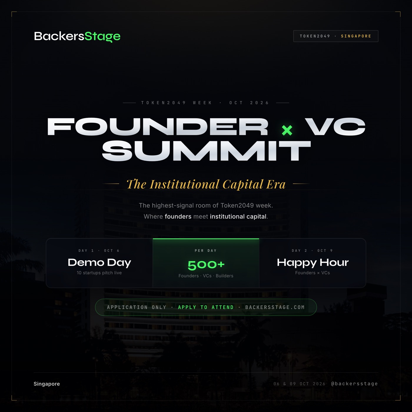Founder × VC Summit: Institutional Capital Era, Demo Day poster